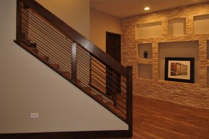 The staircase leading to a nice finished basement