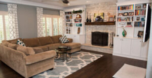 Custom hardwood flooring in living room of home